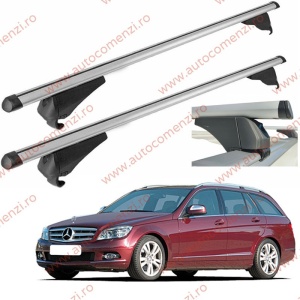Set bare portbagaj MERCEDES Clasa C W204 2008-2015 Combi - Aluminiu / cu cheie antifurt