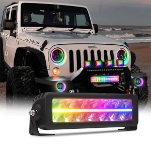 Proiector LED bar cu pozitie DRL lumina alba si RGB magic color - 120W Profesional