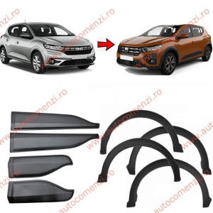 Set bandouri laterale (aripi si usi) DACIA Sandero III 2020-prezent (set 8 bucati)