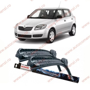 Set stergatoare parbriz SKODA Fabia II 2007-2014 (sofer + pasager) BOSCH