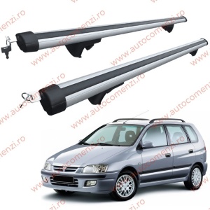 Set bare portbagaj MITSUBISHI Space Star 1999-2002 Pre-Facelift - Aluminiu / cu cheie antifurt - 120 cm