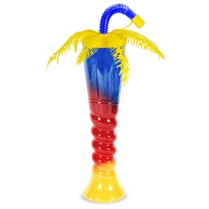 Pahar Slushy „Palm Tree” Premium – 350ml, Spiralat pe Jumate cu Capac Palmier - Img 6