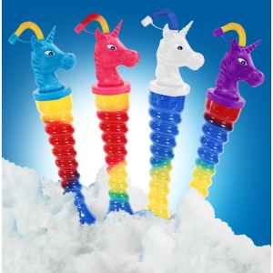 Pahar Slushy „Magic Unicorn” – 350ml, Design Spiralat cu Capac Unicorn 3D