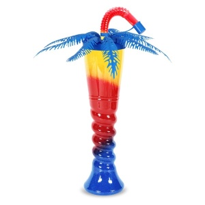 Pahar Slushy „Palm Tree” Premium – 350ml, Spiralat pe Jumate cu Capac Palmier - Img 3