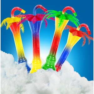 Pahar Slushy „Tropical Palm Tree” – 350ml, Design Yard Cup cu Pai Flexibil și Capac Palmier