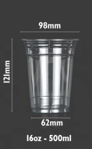 Pahar Plastic Transparent – 500ml (16oz), Set 50 bucăți