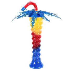Pahar Slushy "Palm Spiral” – 350ml, Design Yard Cup cu Pai Flexibil și Capac Palmier - Img 2