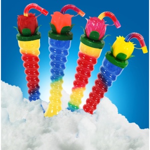 Pahar Slushy „Rose Garden” – 350ml, Design Spiralat cu Capac în Formă de Trandafir