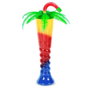 Pahar Slushy „Palm Tree” Premium – 350ml, Spiralat pe Jumate cu Capac Palmier - Img 4