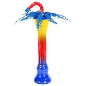 Pahar Slushy „Tropical Palm Tree” – 350ml, Design Yard Cup cu Pai Flexibil și Capac Palmier - Img 2