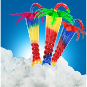 Pahar Slushy „Palm Tree” Premium – 350ml, Spiralat pe Jumate cu Capac Palmier