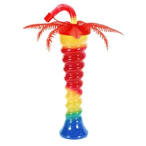 Pahar Slushy "Palm Spiral” – 350ml, Design Yard Cup cu Pai Flexibil și Capac Palmier - Img 3