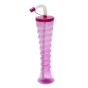 Pahare Slushy Premium „Spiral Twist” – 350ml, cu Pai Flexibil și Capac Colorat - Img 3