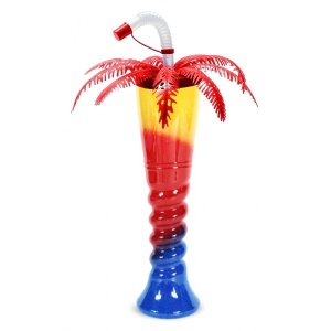 Pahar Slushy „Palm Tree” Premium – 350ml, Spiralat pe Jumate cu Capac Palmier - Img 5