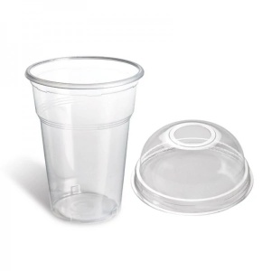 Set Eco Pahare Transparente cu Capac Bombat (95mm) 300 ml (10 oz) 100 buc - Img 2