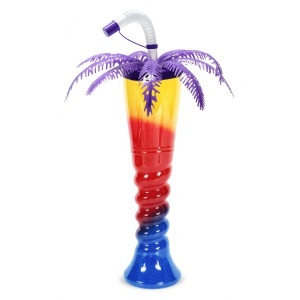 Pahar Slushy „Palm Tree” Premium – 350ml, Spiralat pe Jumate cu Capac Palmier - Img 2