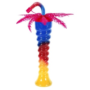 Pahar Slushy "Palm Spiral” – 350ml, Design Yard Cup cu Pai Flexibil și Capac Palmier - Img 4