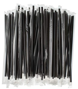 Paie Negre Flexibile pentru Băuturi, Ambalate Individual (Set 1000 bucăți) 240x5 mm