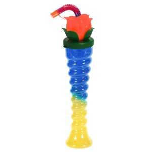 Pahar Slushy „Rose Garden” – 350ml, Design Spiralat cu Capac în Formă de Trandafir - Img 3