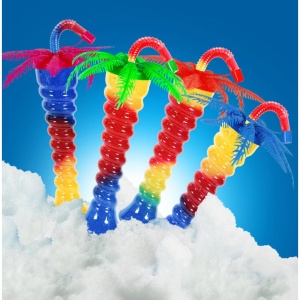 Pahar Slushy "Palm Spiral” – 350ml, Design Yard Cup cu Pai Flexibil și Capac Palmier