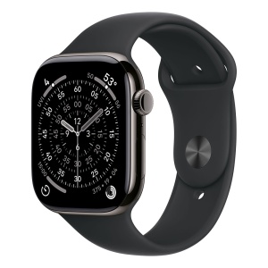 Apple Watch S11 Cellular 46mm Slate Titanium Case with Black Sport Band - S/M