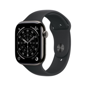 Apple Watch S11 Cellular 42mm Slate Titanium Case with Black Sport Band - S/M