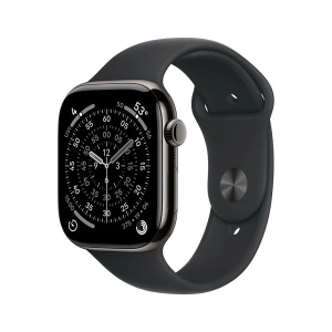 Apple Watch S11 Cellular 42mm Slate Titanium Case with Black Sport Band - M/L