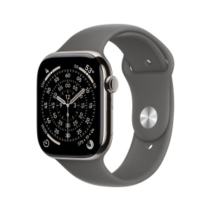 Apple Watch S11 Cellular 42mm Natural Titanium Case with Stone Grey Sport Band - S/M