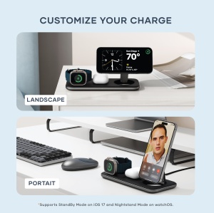 Satechi Qi2 Trio Wireless Charging Pad - with Type A,C,G plugs - Space gray - Img 2