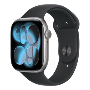Apple Watch S11 Cellular 46mm Space Grey Aluminium Case with Black Sport Band - S/M