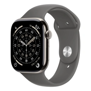 Apple Watch S11 Cellular 46mm Natural Titanium Case with Stone Grey Sport Band - M/L