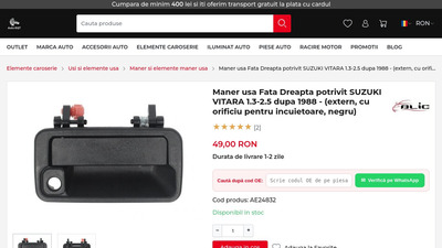 Mâner ușă Suzuki Vitara: interior, exterior, stânga sau dreapta?