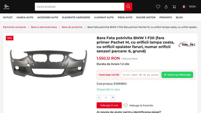 Bară față BMW F20: facelift, M-pachet, PDC și spălătoare faruri