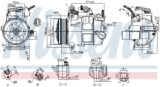 Compresor climatizare potrivit FORD TOURNEO CONNECT V408 NADWOZIE WIELKO, TRANSIT CONNECT, TRANSIT CONNECT V408/MINIVAN 1.6D 09.13-