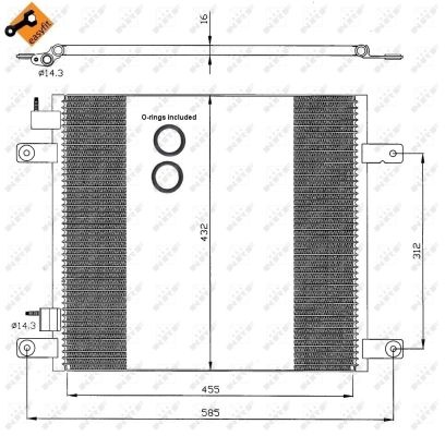 Condensator A/C 455x432x16 potrivit DAF 65 CF, 75 CF, 85 CF, CF 65, CF 75, CF 85 02.98-12.20