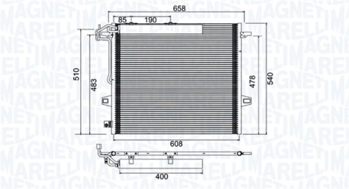 Condensator climatizare (cu uscator) potrivit MERCEDES A (V177), GL (X164), M (W164), R (W251, V251) 2.0-6.3 02.05-