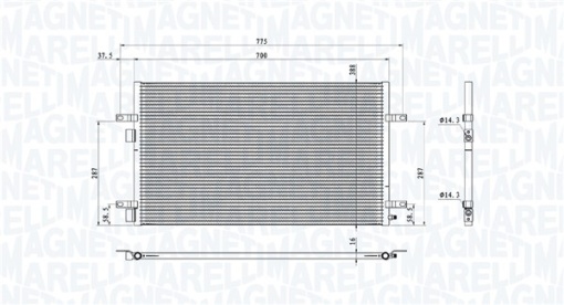 Condensator climatizare potrivit RENAULT LAGUNA II, VEL SATIS 1.6-3.5 03.01-