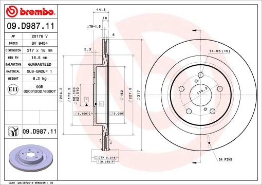 Disc frana Spate Dreapta/Stanga potrivit LEXUS UX; SUZUKI ACROSS; TOYOTA RAV 4 V 2.0-Electric 12.18- - Img 1