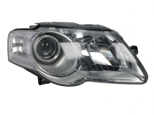 Far dreapta (H7, reglaj electric, cu motoras, fundal cromat) VW PASSAT 2005-2010