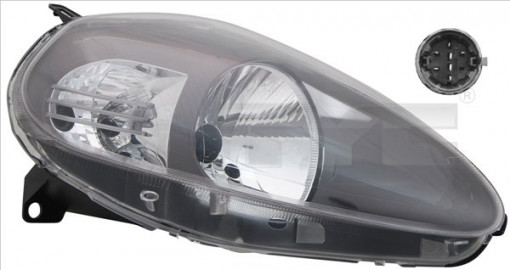 Far stanga (H4, electric, cu motoras, fundal negru/insertii crom) ABARTH GRANDE PUNTO FIAT GRANDE PUNTO dupa 2008