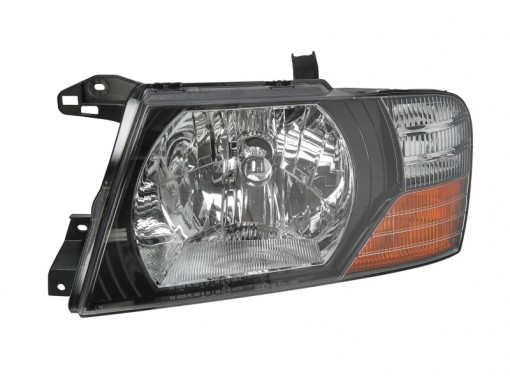 Far Stanga (H4, electric, fara motoras, culoare insertie: negru, culoare semnalizator: galben) potrivit MITSUBISHI PAJERO CLASSIC, PAJERO III