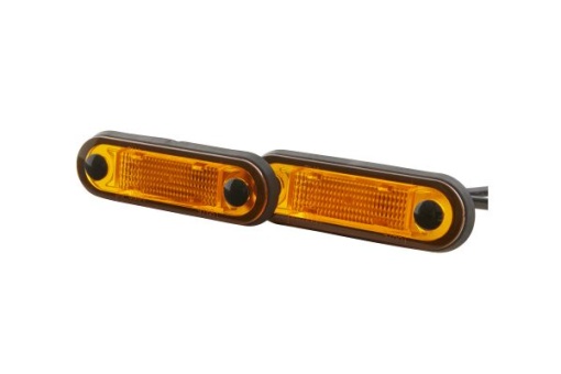 Lumina delimitare stanga/dreapta, galben, LED, inaltime 23mm; latime 79mm; adancime 26mm, surub/fixare orizontala, lungime cablu 500mm, 12/24V (IP6K6/IP6K7)