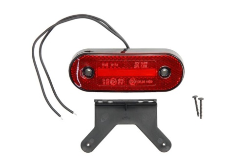 Lumini clarificare stanga/dreapta, rosu, LED, inaltime 41mm; latime 115mm; adancime 20mm, în relief, lungime cablu 220mm, cu cuier, 12/24V