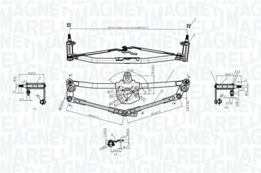 Mecanism stergator parbriz Fata (fara motoras) potrivit AUDI A3; SEAT LEON, TOLEDO II; SKODA OCTAVIA I; VW BORA, BORA I, GOLF IV 09.96-12.13