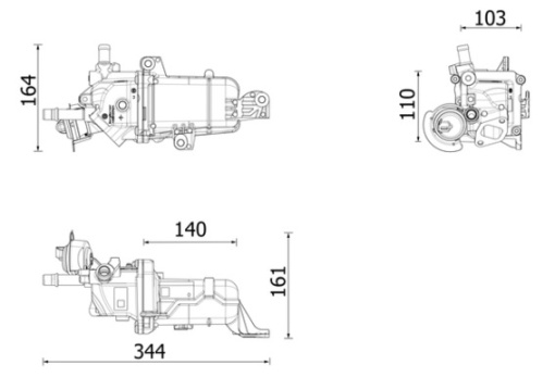 Radiator recirculare gaze esapament potrivit FIAT TALENTO; OPEL VIVARO B; RENAULT ESPACE V, FLUENCE, GRAND SCENIC III, GRAND SCENIC IV, KADJAR, KOLEOS II, MEGANE, MEGANE III, MEGANE IV, SCENIC III 1.5D-1.8D 02.09-