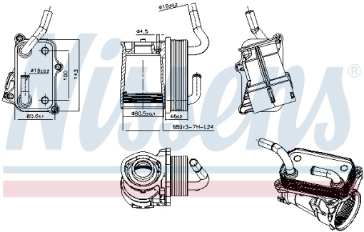 Radiator ulei (cu carcasa filtru ulei) potrivit MERCEDES C (CL203), C T-MODEL (S202), C T-MODEL (S203), C (W202), C (W203), CLK (A208), CLK (A209), CLK (C208), CLK (C209), CLS (C219) 2.4-5.5 12.96-
