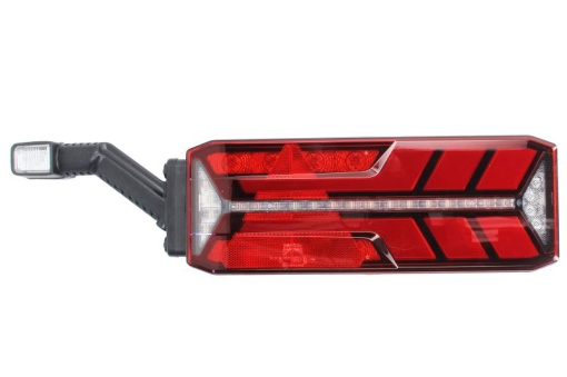 Stop spate stanga ECOLED III (LED, 24V, cu intermitent, cu far ceață, lumina de marșarier, cu stop, lumină de parcare, reflector triunghiular, cu lampă cu braț prelungitor, indicator dinamic, conector: 4x 2PIN/AS