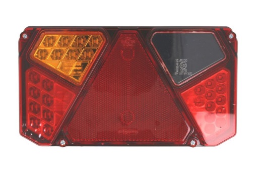 Stop spate stanga (LED, 12/24V, cu intermitent, cu lumina de ceata, cu lumina stop, lumini parcare, reflector triunghiular, conector: WAS 5)