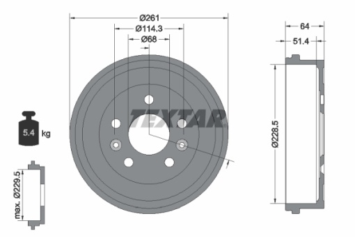 Tambur frana Spate potrivit DACIA DUSTER, DUSTER/SUV; NISSAN JUKE; RENAULT ARKANA I, DUSTER, KAPTUR 1.0-2.0 04.10-