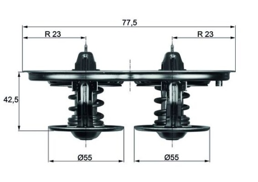 Termostat lichid racire (75°C/75°C, cu garnitura) potrivit SCANIA 4, G I, P I, R I, T DC11.01-DT16.08 05.95-05.19